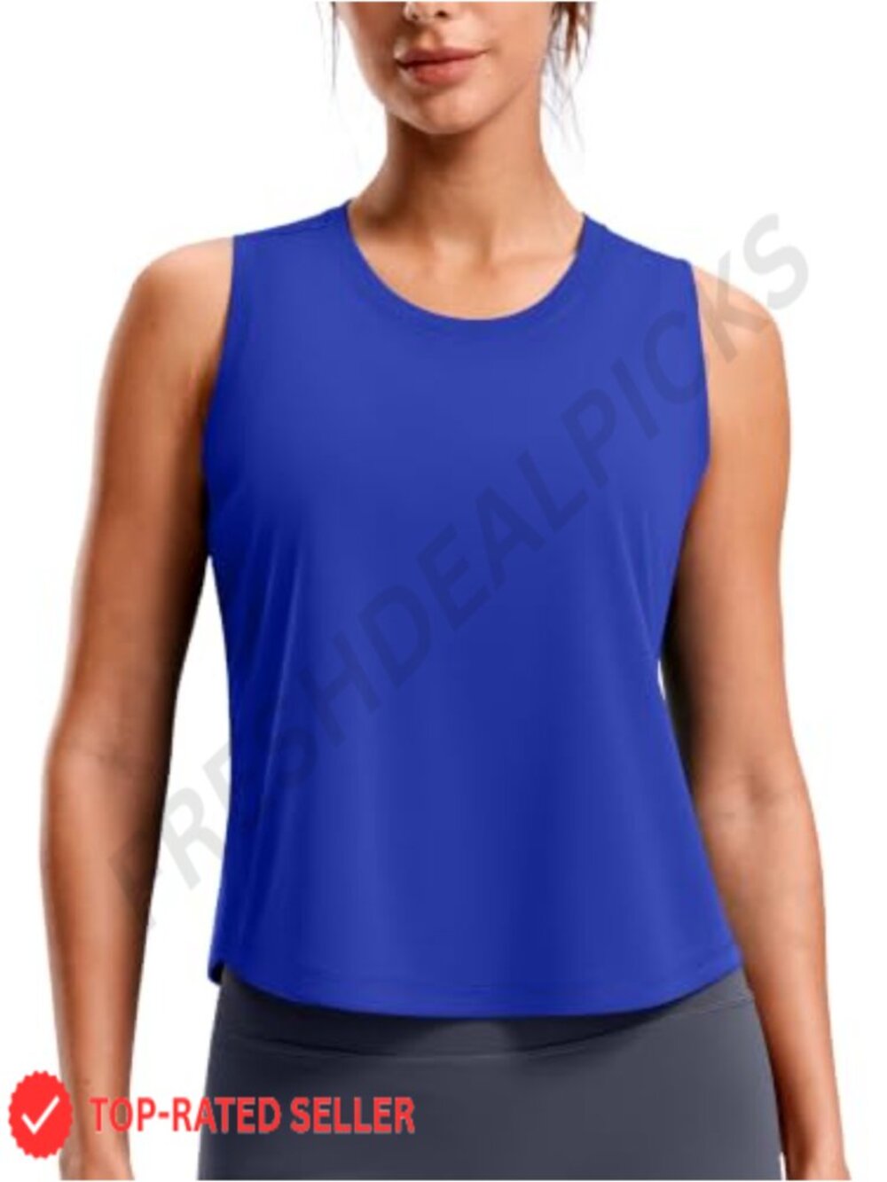 Cropped Racerback Workout Tank Top Athletic Crew Neck Sleeveless